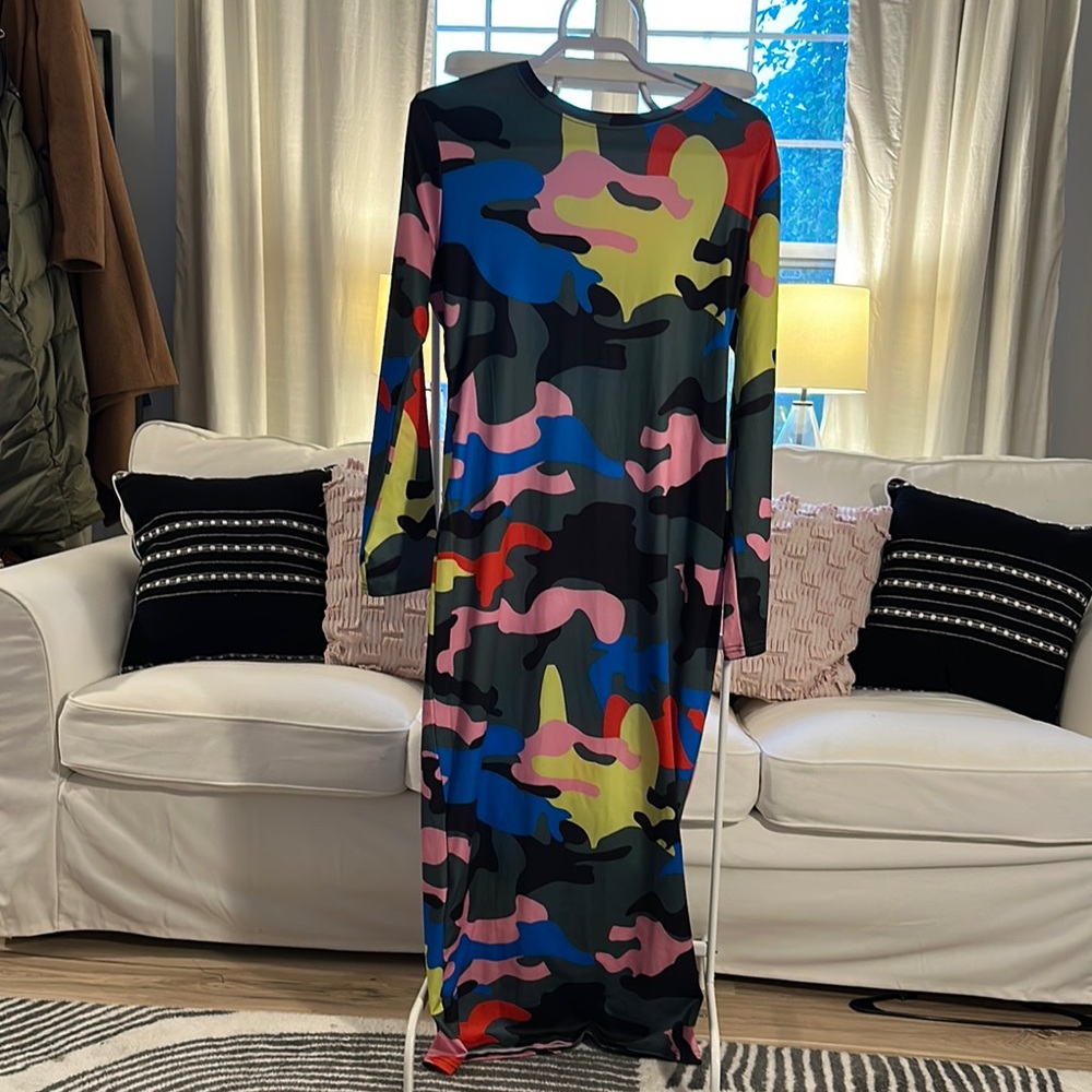 Colorful Camouflage Maxi Dress